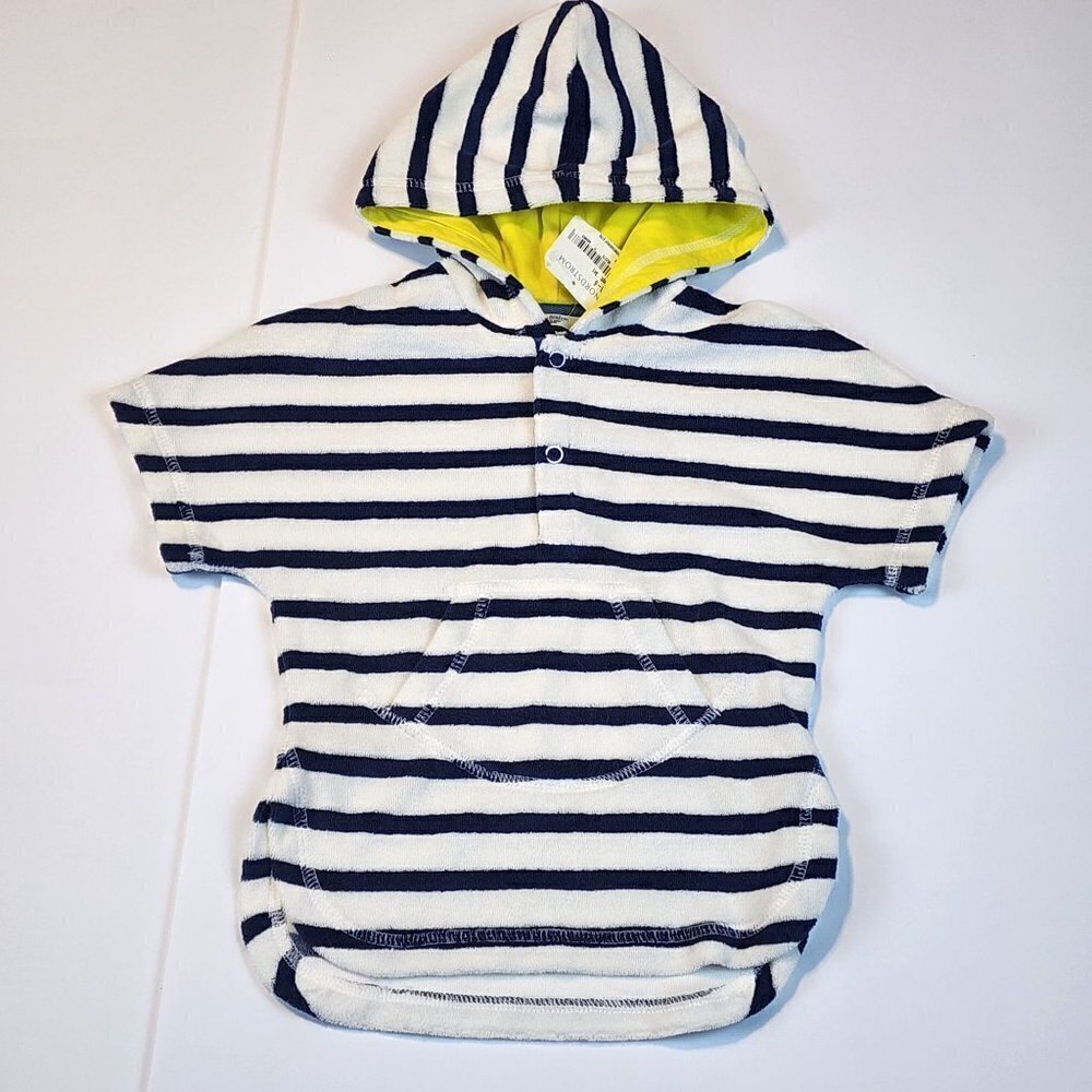 Baby Mini Boden sz 3-6 months toweling hoodie swim cover up stripes New